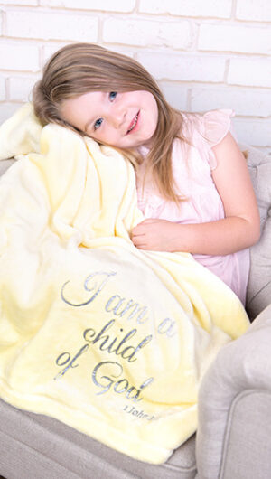 little girl with yellow mink I am child blanket