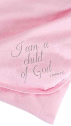 I am a child of God quote on ribbit skin blanket
